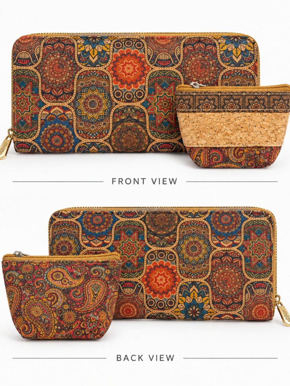 Portuguese Vegan Cork Wallet & Coin Purse Mandala Print